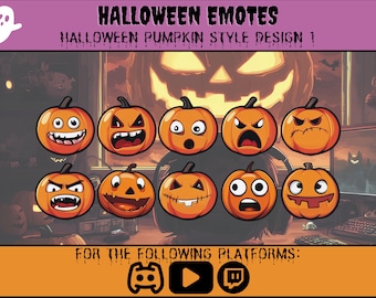 Halloween Pumpkin Emotes Pack: Spooky Streamer Emotes (Digital Download)