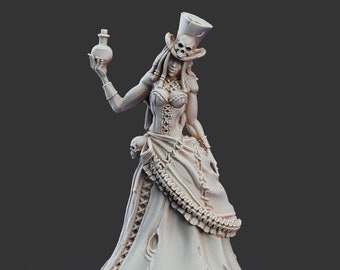 32mm Potions Lady Miniature by Printed Obsession Tabletop D&D Fantasy Creature Mob Resin Printed