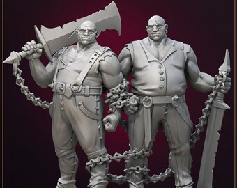 32mm Chained Twins by Great Grimoire Tabletop D&D Fantasy Resin Printed