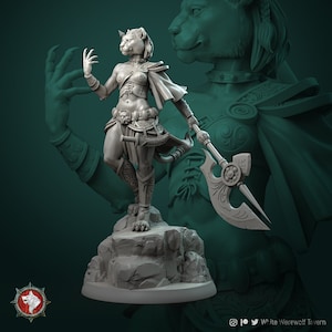 32/75mm Auria Tabaxi Female by White Werewolf Tavern Tabletop D&D Fantasy Resin Printed