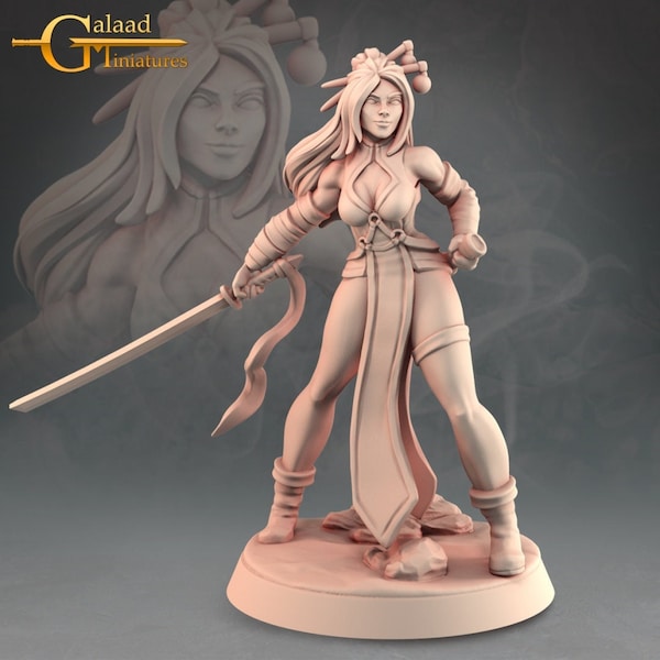 32mm Female Asian Inspired Miniature by Galaad Tabletop D&D Fantasy Resin Printed