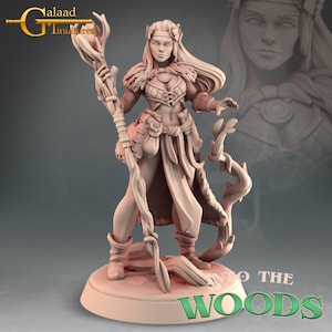 32mm Female Druid Miniature by Galaad Tabletop D&D Fantasy Resin Printed