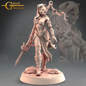32mm Female Cat Masked Fighter Miniature by Galaad Tabletop D&D Fantasy Resin Printed