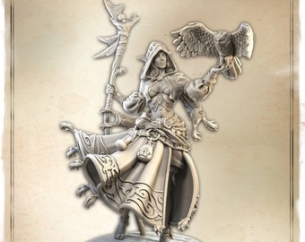 32mm Naranye Twiceborn Elven Druid by Great Grimoire Tabletop D&D Fantasy Resin Printed