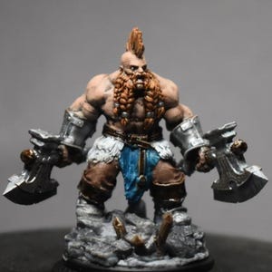 Painted Resin Printed Miniature Dwarf Berserker Tabletop D&D Pathfinder Fantasy