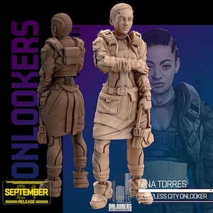 32mm Cyberpunk Nina Torres by Unit 9 Tabletop Pathfinder Fantasy Cyberpunk Resin Printed