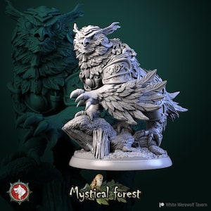 32mm Owlbear Creature by White Werewolf Tavern Tabletop D&D Fantasy Resin Printed