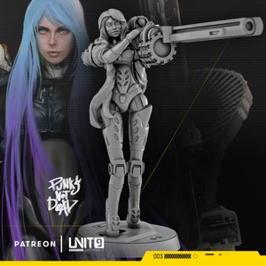 32mm Cyberpunk Blue by Unit 9 Tabletop Pathfinder Fantasy Cyberpunk Resin Printed