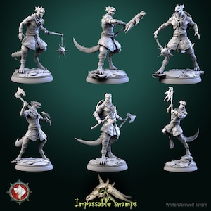 32mm Male Lizardfolk Warriors by White Werewolf Tavern Choose Your Figure Tabletop D&D Fantasy Resin Printed