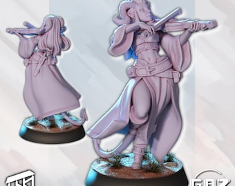 32mm Female Tiefling Bard Miniature by Gaz Miniatures Tabletop D&D Fantasy Resin Printed