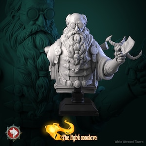 Alchemist Bust by White Werewolf Tavern Tabletop D&D Fantasy Resin Printed