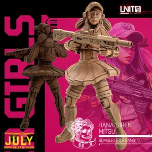 32mm Cyberpunk Hana Mitsu by Unit 9 Tabletop Pathfinder Fantasy Cyberpunk Resin Printed