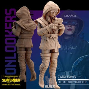 32mm Cyberpunk Zara Davis by Unit 9 Tabletop Pathfinder Fantasy Cyberpunk Resin Printed