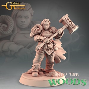 32mm Female Dwarf Fighter by Galaad Tabletop D&D Fantasy Resin Printed
