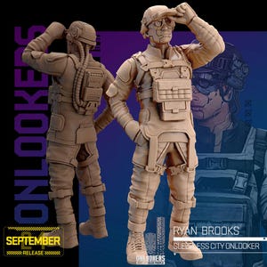 32mm Cyberpunk Ryan Brooks by Unit 9 Tabletop Pathfinder Fantasy Cyberpunk Resin Printed