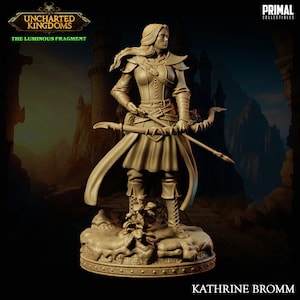 32/75mm Female Ranger Catti-brie Inspired by Primal Collectibles Tabletop D&D Fantasy Resin Printed