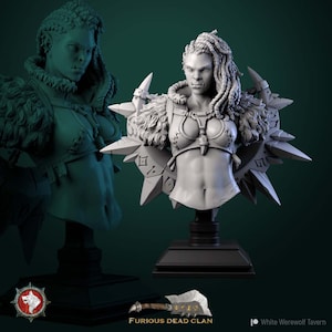 Gashnak Female Orc Bust by White Werewolf Tavern Tabletop D&D Fantasy Resin Printed