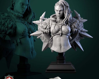 Gashnak Female Orc Bust by White Werewolf Tavern Tabletop D&D Fantasy Resin Printed