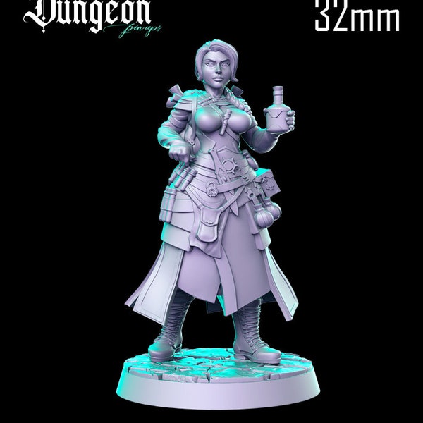 32mm Female Alchemist by RN Estudios Tabletop D&D Fantasy Resin Printed