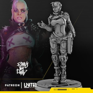 32mm Lucy Female Cyberpunk by Unit 9 Tabletop Pathfinder Fantasy Sci-Fi Resin Printed
