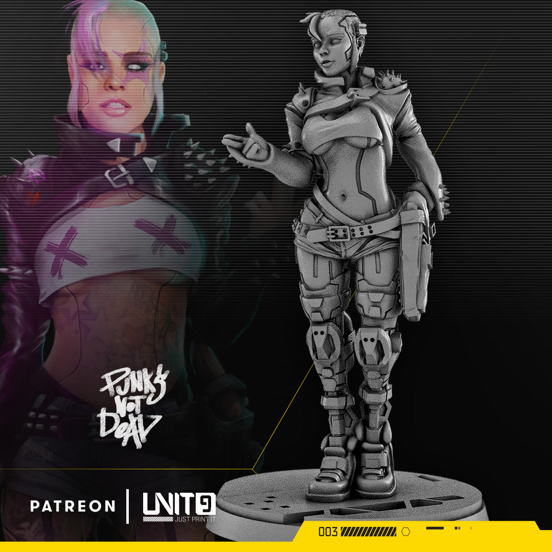 0093) Female cyberpunk with guns and sci-fi legs - Claudio Casini Art -  Miniatures by