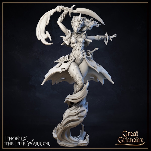 32mm Phoenix the Fire Mage by Great Grimoire Tabletop D&D Fantasy Resin Printed