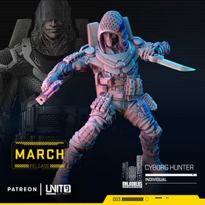 32mm Cyborg Hunter by Unit 9 Tabletop Pathfinder Fantasy Cyberpunk Resin Printed
