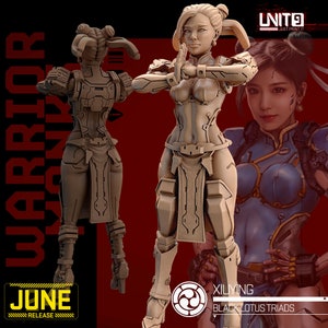 32mm Female Cyber Warrior Xio Ying by Unit 9 Tabletop Pathfinder Fantasy Shadowrun Cyberpunk Resin Printed