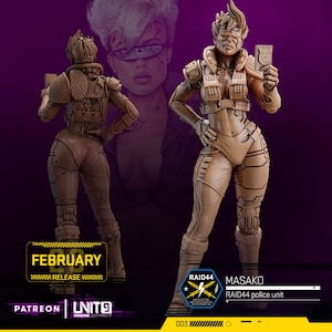 32mm Masako Police Unit by Unit 9 Tabletop Pathfinder Fantasy Cyberpunk Resin Printed