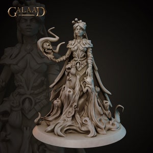 32mm Female Necromancer Miniature by Galaad Tabletop D&D Fantasy Resin Printed