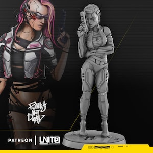 32mm Bombshell Female Cyberpunk by Unit 9 Tabletop Pathfinder Fantasy Sci-Fi Resin Printed