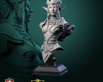 Ysselara Female Elf Bust by White Werewolf Tavern Tabletop D&D Fantasy Resin Printed
