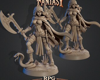 32/75mm Jazira the Fighter by Claudia Sculpts Tabletop D&D Fantasy Resin Printed