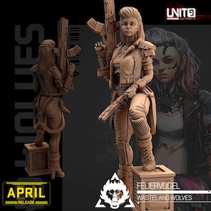 32mm Cyberpunk Feuervogel Female Gunner by Unit 9 Tabletop Pathfinder Fantasy Cyberpunk Resin Printed
