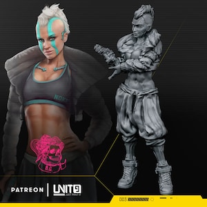 32mm Cyberpunk Bomber Girl Squad Desire by Unit 9 Tabletop Pathfinder Fantasy Cyberpunk Resin Printed