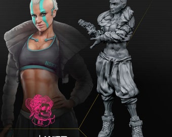 32mm Cyberpunk Bomber Girl Squad Desire by Unit 9 Tabletop Pathfinder Fantasy Cyberpunk Resin Printed