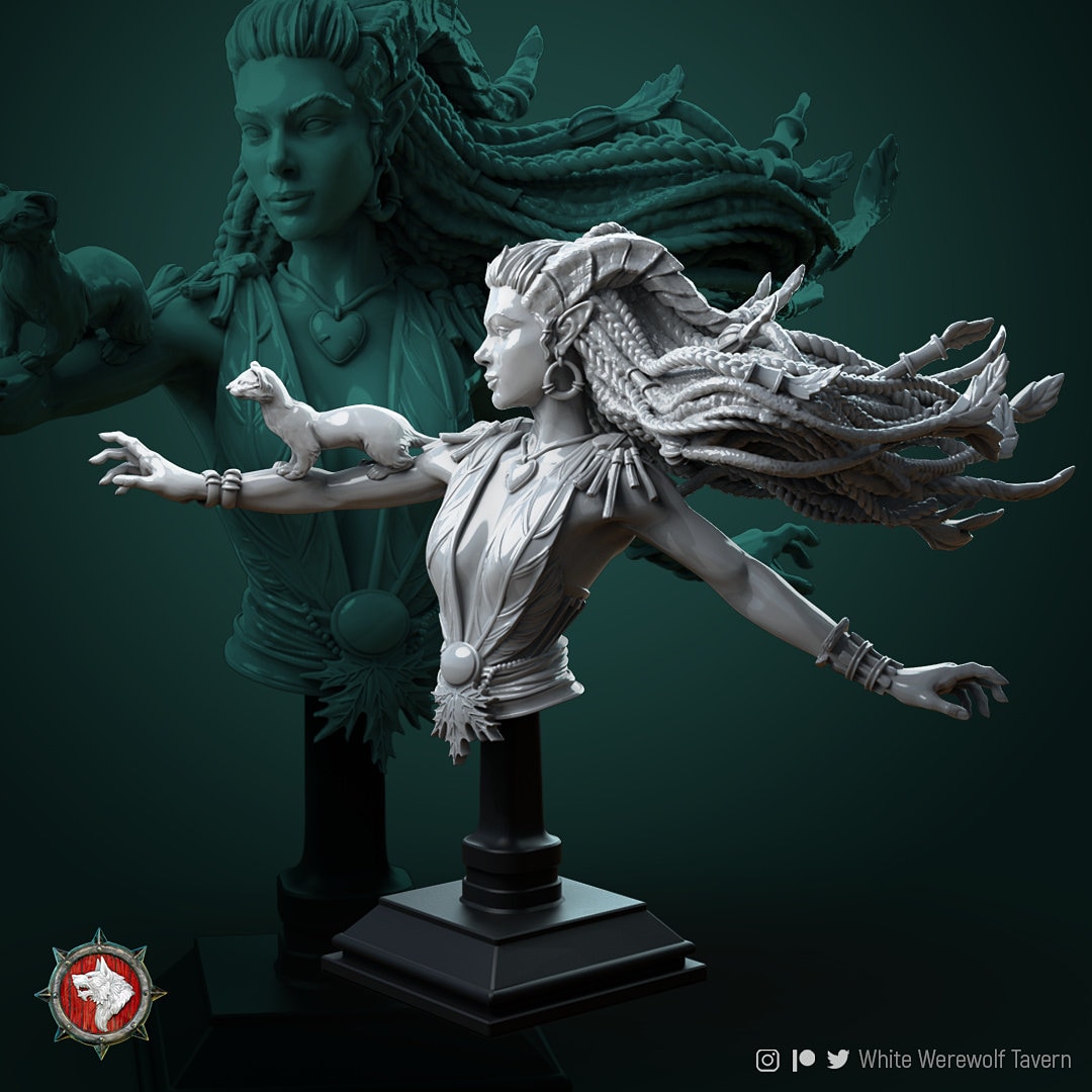 Lesika Bust by White Werewolf Tavern Stash Tabletop D&D Fantasy Resin Printed