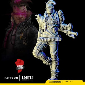 32mm Cyberpunk Pistorius by Unit 9 Tabletop Pathfinder Fantasy Cyberpunk Resin Printed