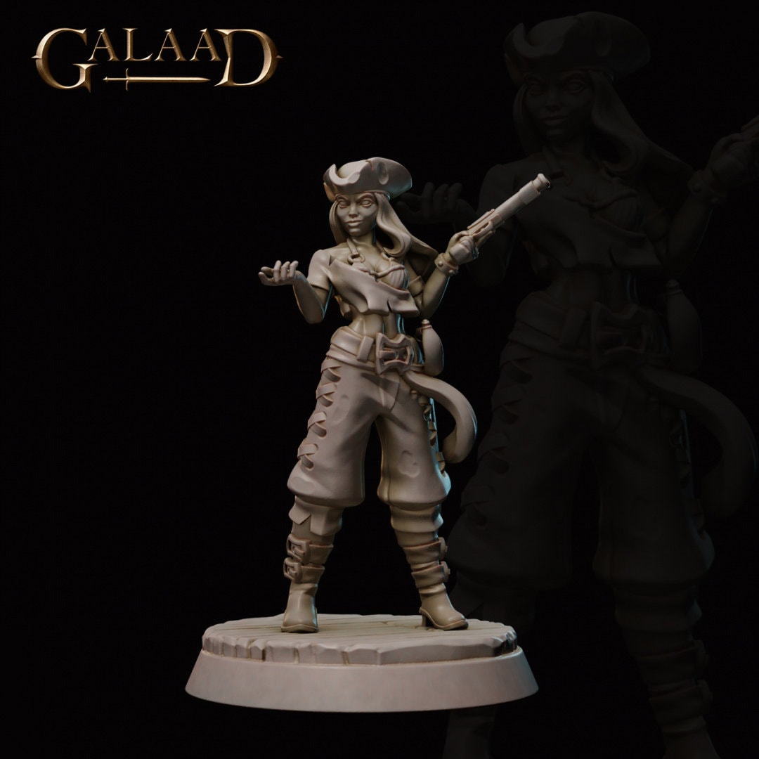 Mini Female 32mm Female Pirate Miniature by Galaad Tabletop D&D Fantasy Resin ...