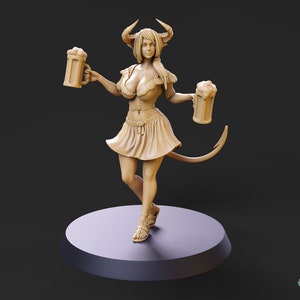 32mm Tiefling Barmaid by Paul Scott Miniatures Tabletop D&D Fantasy Resin Printed