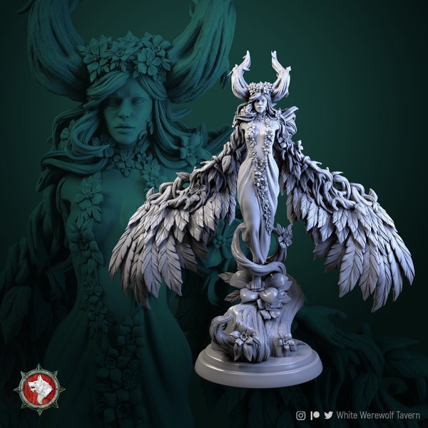 32/75mm Tarnia the Wood Elf Queen by White Werewolf Tavern Tabletop D&D Fantasy Resin Printed
