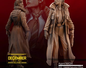 32mm Agent Nadia by Unit 9 Tabletop Pathfinder Fantasy Cyberpunk Resin Printed