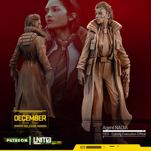 32mm Agent Nadia by Unit 9 Tabletop Pathfinder Fantasy Cyberpunk Resin Printed