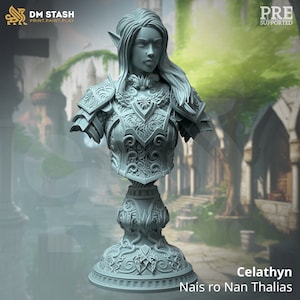 Celathyn Female Elf Bust by DM Stash Tabletop D&D Fantasy Resin Printed