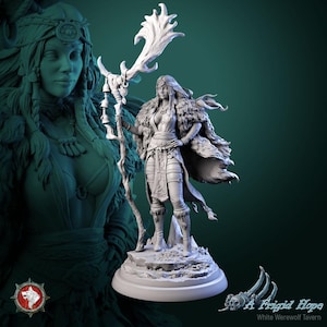 32/75mm Female Winter Shaman by White Werewolf Tavern Tabletop D&D Fantasy Resin Printed
