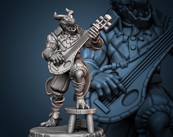 32mm Male Dragonborn Bard with Lute Miniature by Galaad Tabletop D&D Fantasy Resin Printed