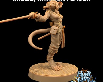 32mm Female Ratfolk Fencer by Dragon Trapper Lodge Tabletop D&D Fantasy Resin Printed