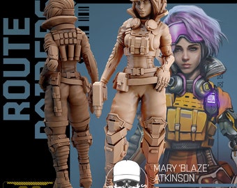 32mm Route Runner Mary Atkinson by Unit 9 Tabletop Pathfinder Sci-Fi Cyberpunk Resin Printed