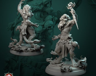 32mm Male Tabaxi Shaman by White Werewolf Tavern Tabletop D&D Fantasy Resin Printed