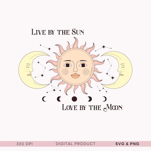 Boho Celestial SVG Clipart Illustration Celestial Clipart Affirmation Boho PNG Hippie Clipart Boho Cricut Cut Boho Design SVG Sun and Moon